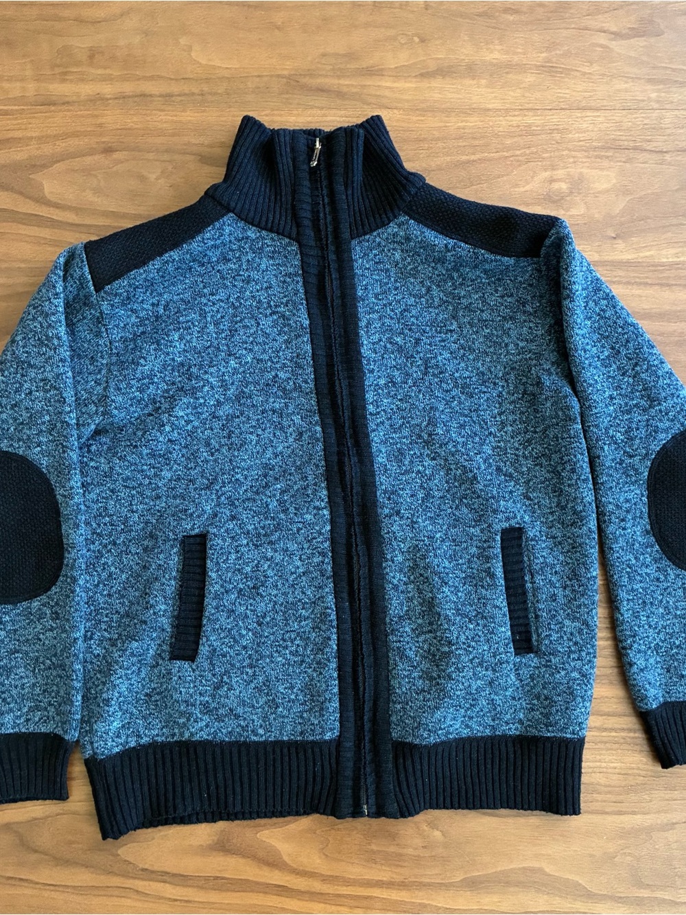 Yeokou Cashmere Blend Zip Sweater Jacket w/ Elbow Patches Men’s M